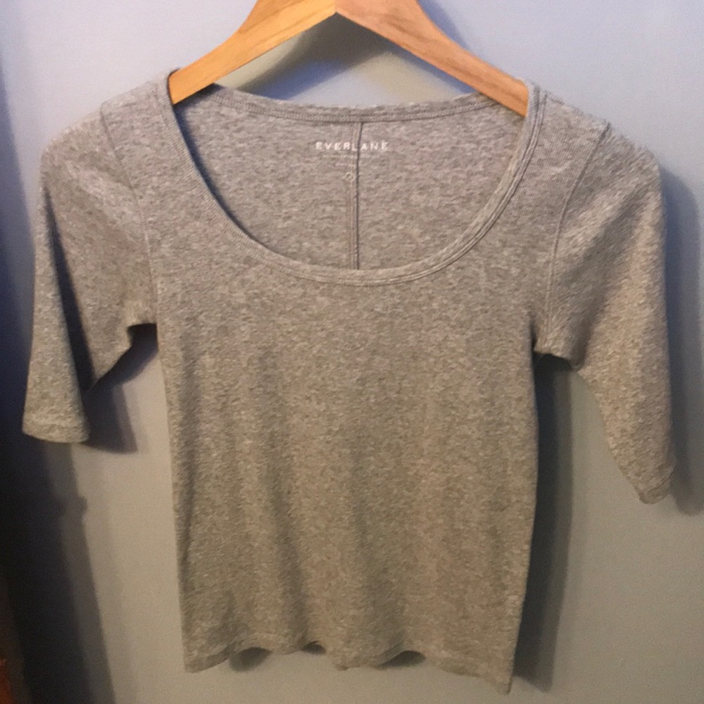 Everlane Scoop Neck Gray Tee, Women’s Small